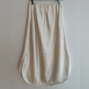 VINTAGE French Maid Half Slip Skirt Curved Hem Satin Floral Jacquard Lingerie
